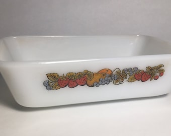 Vintage Anchor Hocking "Fire King" Loaf Pan with Fruit Design