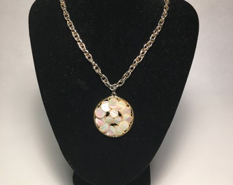Vintage Mother of Pearl Medallion Necklace