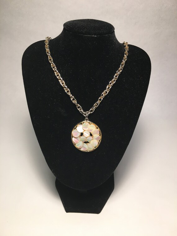 Vintage Mother of Pearl Medallion Necklace