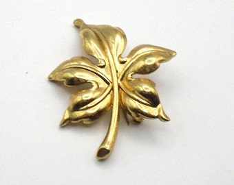 Vintage Crown Trifari Gold Maple Leaf Brooch/Pin, Circa 1950's