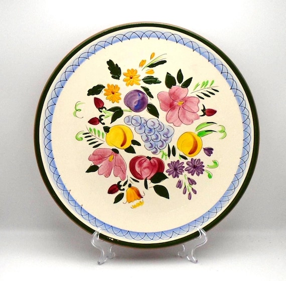 Vintage Stangl Pottery Serving Platter: Mid-Century Modern Fruit and Flowers, Made in USA