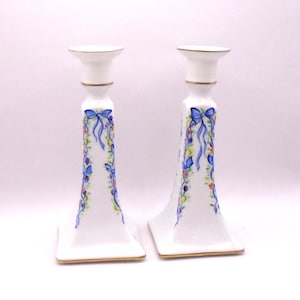Vintage Limoges France Porcelain Candle Holders, 6-3/4&quot; Tall, Made in France