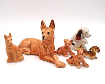 Vintage Bundle of Six 1960-70's Dogs and Puppies porcelain figurines
