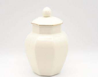 Vintage Royal Doulton Fine Bone China Condiment/Ginger Jar with Lid and Gold Trim, Octagon Shape, Made in England, Circa 1930's-1950's