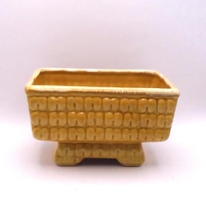 Vintage FAPCO Mustard Yellow Ceramic Pedestal Planter, MCM Decor