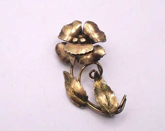 Vintage Raleigh 1/20 12K Gold Filled Flower Brooch/Pin, 925 Sterling