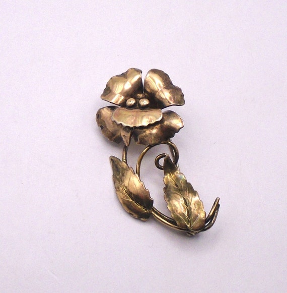 Vintage Raleigh 1/20 12K Gold Filled Flower Brooch/Pin, 925 Sterling