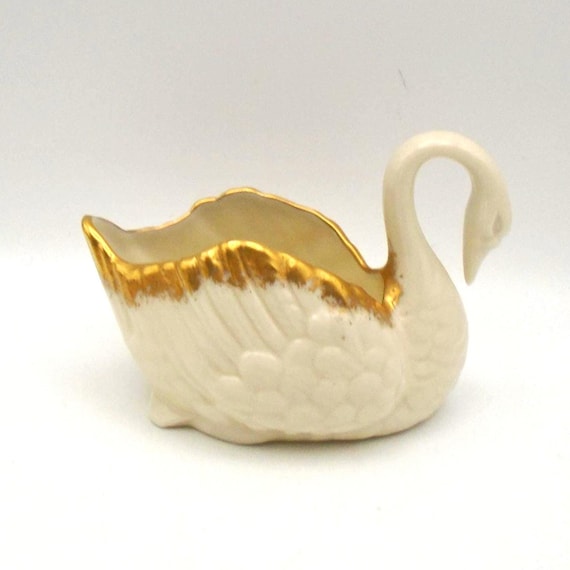 Lenox Porcelain Swan Dish with Gold Trim, Made in USA, Circa 1931-1953, Rare Find