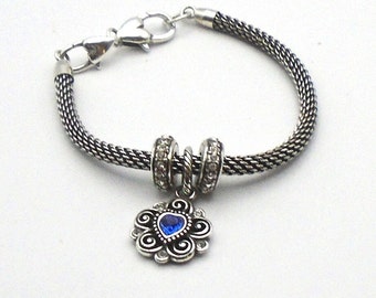 Vintage Brighton "Beverly Glam" Mesh Bracelet with Two Swarovski Spacers and Retired Heart Charm