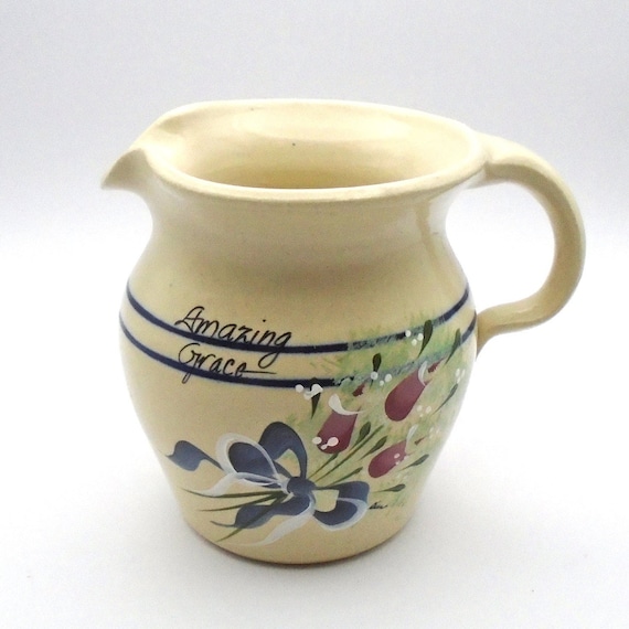 Vintage Casey Pottery Small Floral Pitcher "Amazing Grace"