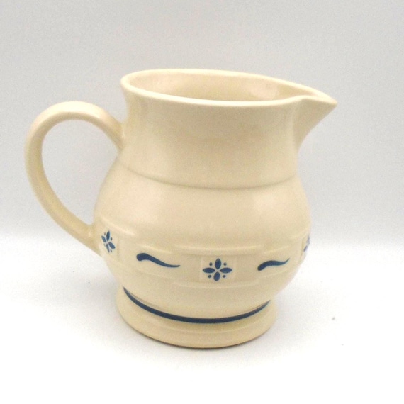 Vintage Longaberger Pottery Pitcher: Woven Traditions Classic Blue, 1-Quart