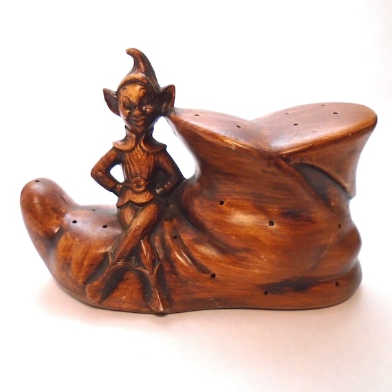 Vintage 1961 Treasure Craft Pixie Boot Toothpick Holder