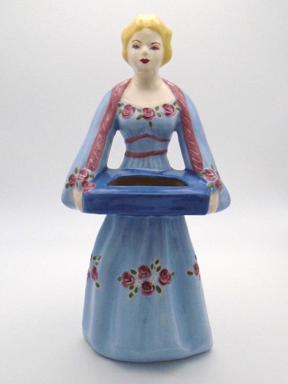 Vintage 1940-50s Ceramic Weil Ware California Pottery Lady Vase Figurine