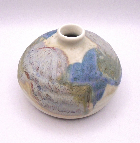 Handmade Kravec Studios Ceramic Ball Vase Art Pottery, Made in USA