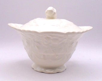 Vintage Pope-Gosser Rose Point by Steubenville Sugar Bowl with Lid,  Made in USA, Farmhouse, Country Vintage Kitchen Decor, Circa 1950's