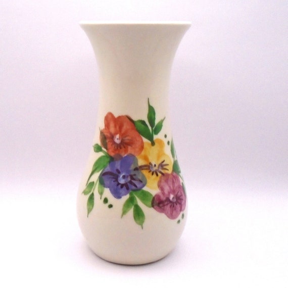 Vintage Emerson Creek Stoneware Pottery Handmade/Handpainted Floral Bouquet Vase