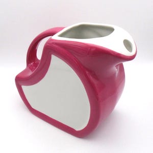 Vintage 1960&#39;s Shenango Restaurant Ware Disc Pitcher in Pink and White, New Castle, PA