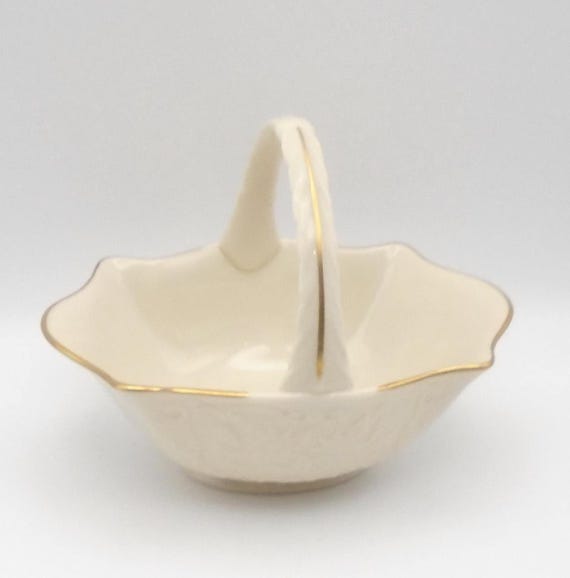 Vintage Lenox Sans Souci Basket: Embossed Porcelain with 24K Gold Trim