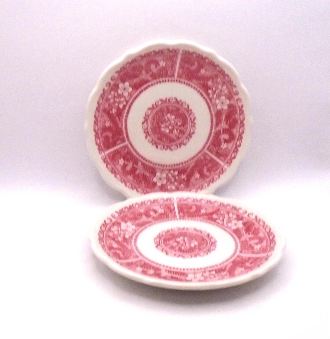 Vintage Syracuse China Dessert Plates: Strawberry Hill Pink Floral