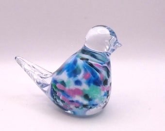 Vintage Gibson Art Glass Multicolor Bird Sculpture/Figurine/Paper Weight, Made in USA