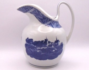 Vintage Porcelains Quatre Saisons Blue and White Pitcher Made in Japan Exclusively for Estee Lauder
