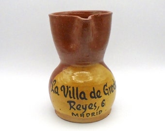 La Villa de Gredos Madrid Spain Souvenir Art Pottery Pitcher