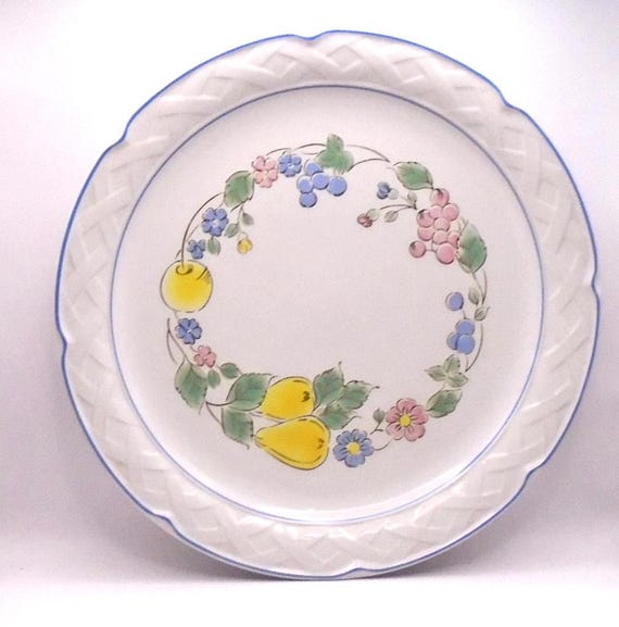Vintage Vina Fera Serving Platter: Fruits and Flowers, Made in Japan