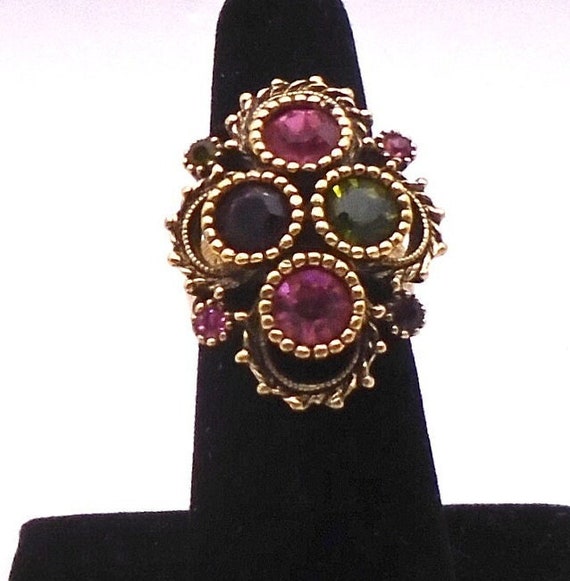 Vintage Sarah Coventry Ring: Austrian Crystal Rhinestones, Adjustable Band