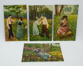 Vintage group of "Life Series" Number 214 Postcards from early 1900's