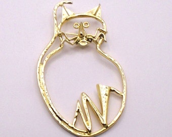 Vintage Large Cat Brooch /Pin Circa 1990's