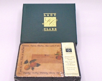 Vintage Lady Clare Les Fruits Coaster Set Unopened in Box