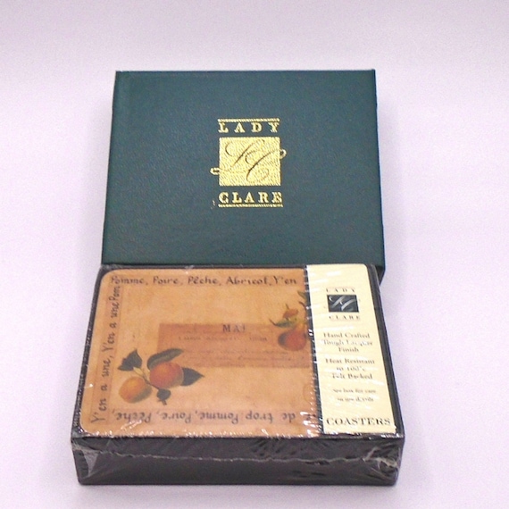 Vintage Lady Clare Les Fruits Coaster Set Unopened in Box