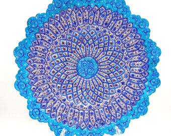 Vintage Handicraft Heidari-Mohsen Persian Plate, Wall Decor, Signed