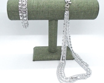 Vintage Sarah Cov. Silver Tone Multi-Strand Necklace with Matching Bracelet