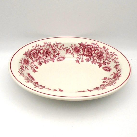 Vintage Carr China Dayton Serving Bowl: Red Floral Restaurant Ware