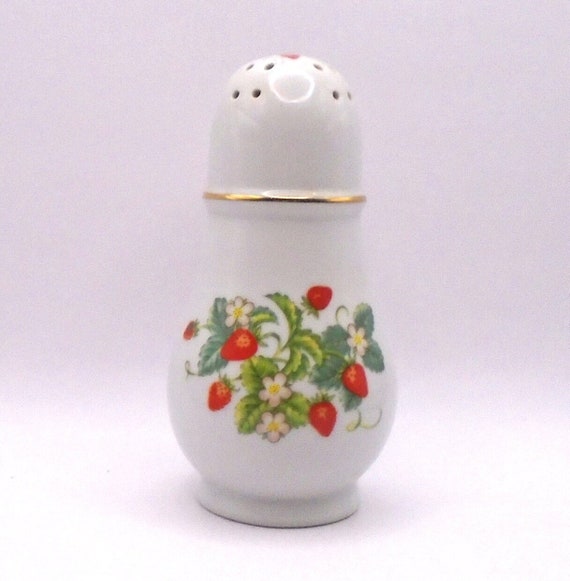 Vintage Avon Strawberry Porcelain Sugar Shaker with 22K Gold Trim (Two Available)