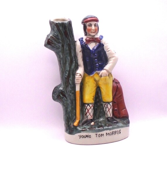 Vintage Staffordshire-style Young "Tom Morris" Golfer Figurine Spill Vase