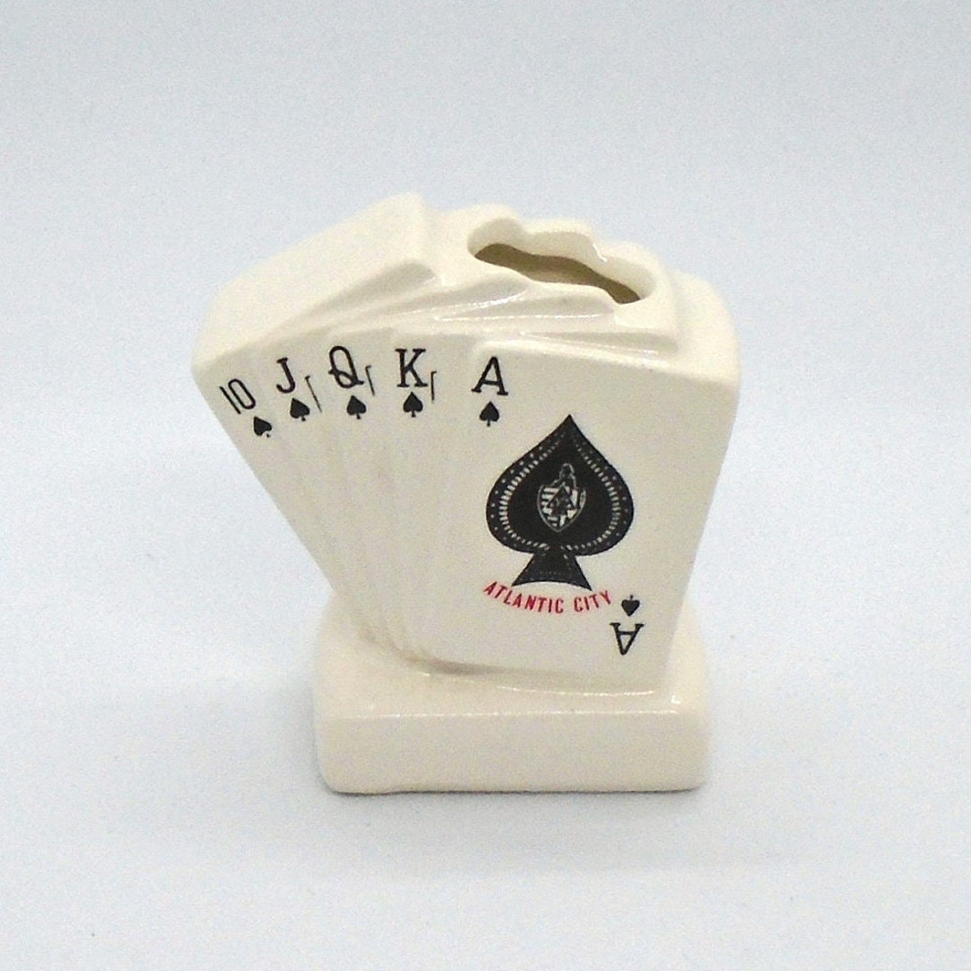 Vintage Atlantic City Memorabilia straight Flush Ceramic Toothpick