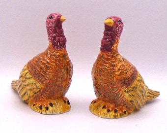 Vintage Ceramic Turkey Salt and Pepper Shaker Set, Thanksgiving Holiday Decor