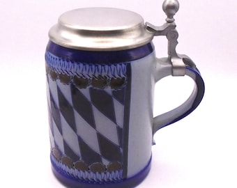 Vintage Handarbeit Grimscheid Stoneware Salt Glaze Bavarian Design Beer Stein