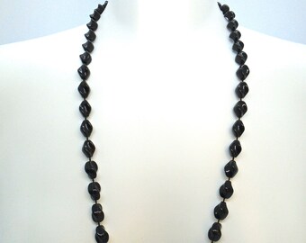 Vintage Sarah Coventry 1974 Black Twisted Bead Necklace