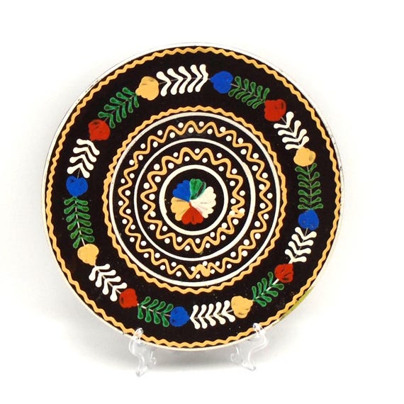 Decorative Hand-Painted Hungarian Traditional Folk Art Plate, 9-1/8", Signed by Artist