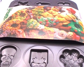 Vintage 1985 Wilton Wreath, Snowman Tree Cookie Molds - Never Used