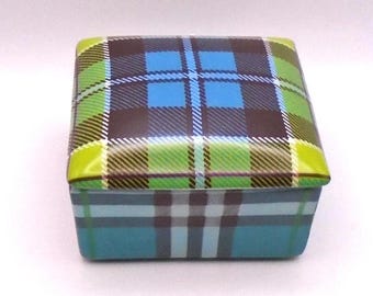 Vintage Porcelain Fabienne Jouvin Paris Decorative Box/Trinket Box - Scotch Plaid, 5 Different Designs - Rare Find