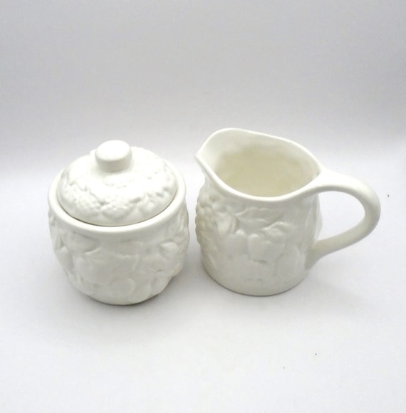 Vintage Elements White Sugar and Creamer Set, Circa 1970's