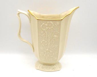 Lenox Carolina Collection Pitcher: 24K Gold Trim, Embossed Flowers