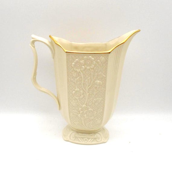 Lenox Carolina Collection Pitcher: 24K Gold Trim, Embossed Flowers