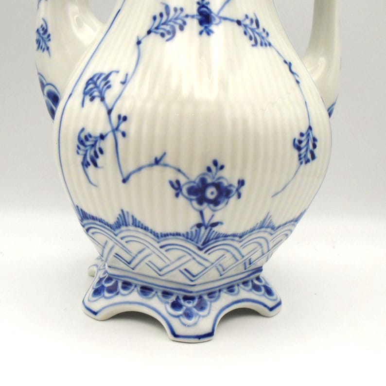 Vintage Royal Copenhagen Blue Fluted Full Lace Coffee Pot - Thumbnail 5
