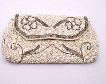 Vintage Art Deco Belgium Beaded Evening Purse /Clutch with Slide Handle Circa 1930's