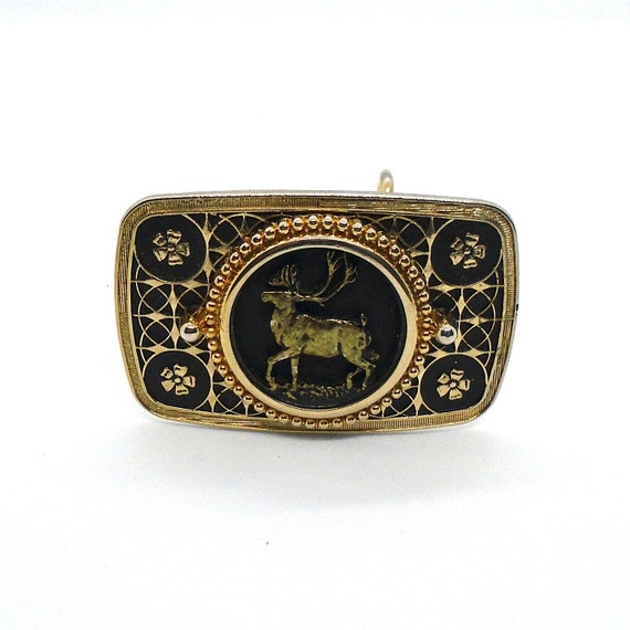 Vintage Black and Gold Deer Belt Buckle